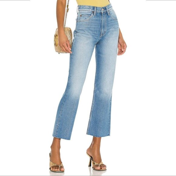 Re/Done 70s Crop boot jeans raw hem high rise bootcut denim medium women new 30 - Picture 1 of 8